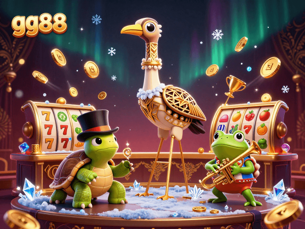 Spin to win at gg88 with vibrant jackpot scenes and cartoon characters in an engaging casino atmosphere.