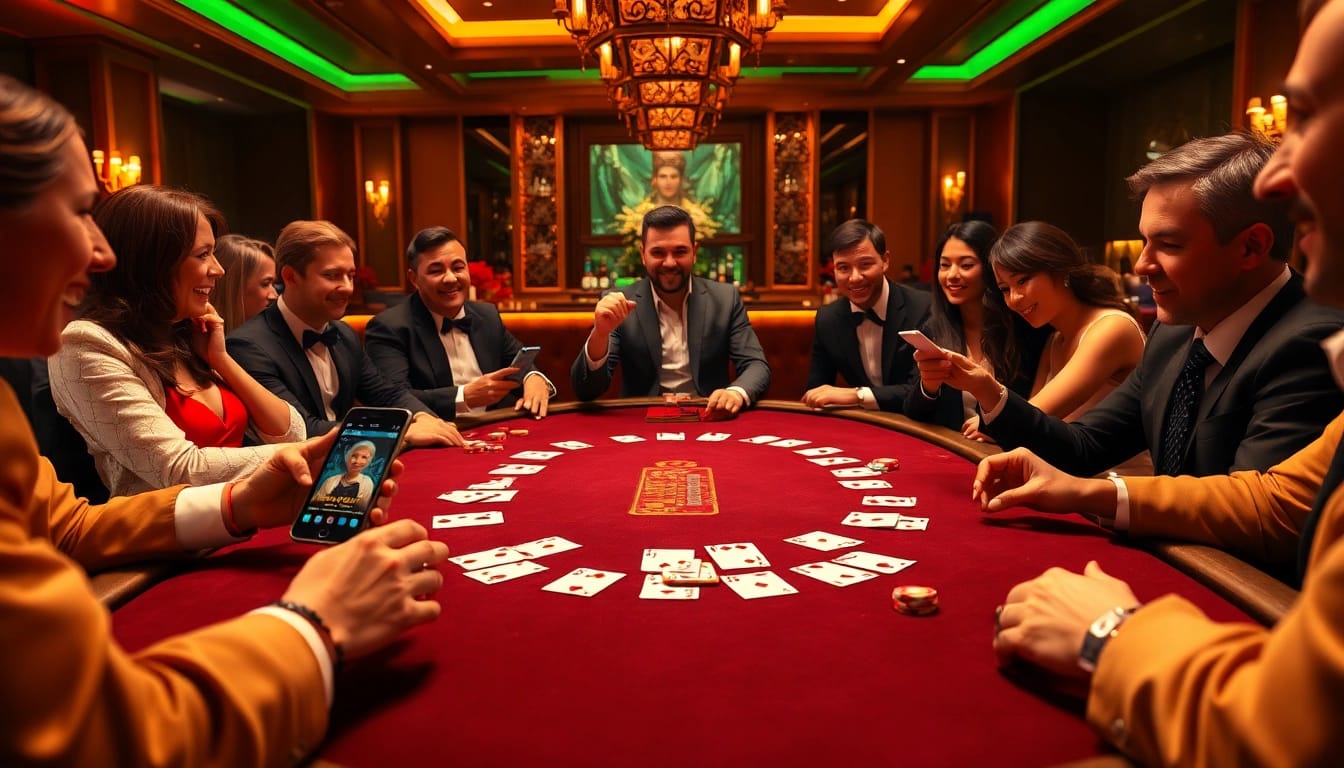 Players enjoying a luxury blackjack experience while using the BDTK1 app on their smartphones.