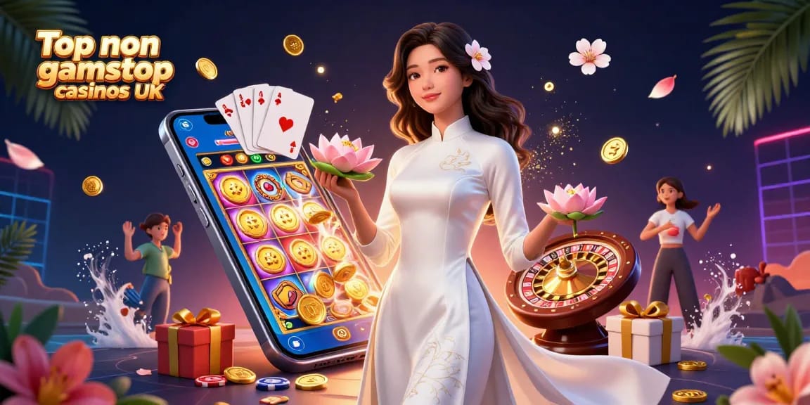 Experience the excitement of Top non gamstop casinos UK with vibrant gaming visuals and dynamic casino elements.