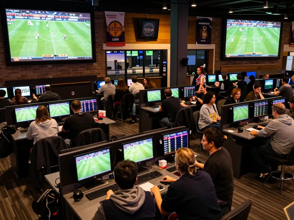 Socolive offers an exciting sports betting experience with patrons actively placing wagers during a major football match.