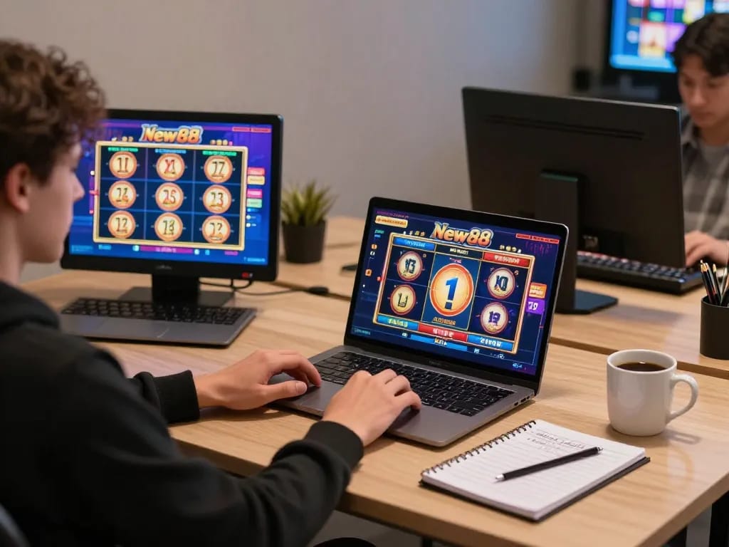 Engaging with New88 online casino gaming while strategizing bets from the comfort of home