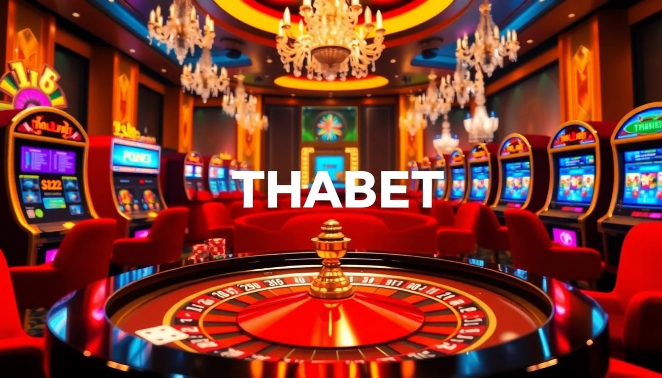 Experience the thrill of gambling at THABET with vibrant casino games and luxury decor.