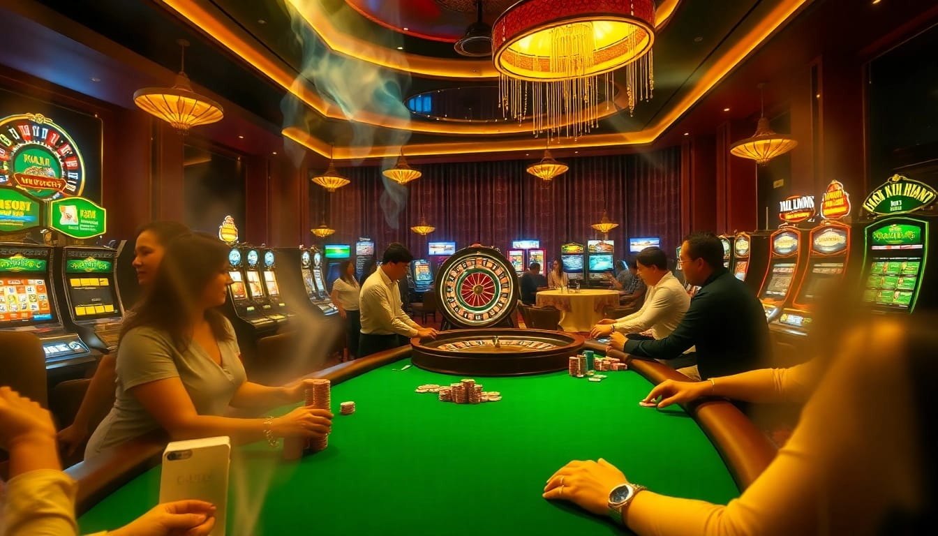 Engaging casino scene showcasing Truyên ma hay with players at a poker table surrounded by vibrant gambling excitement.