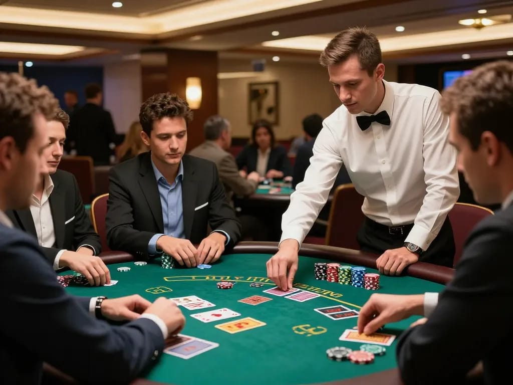Players engaged in a thrilling blackjack game at 9bet casino, showcasing strategy and skill.
