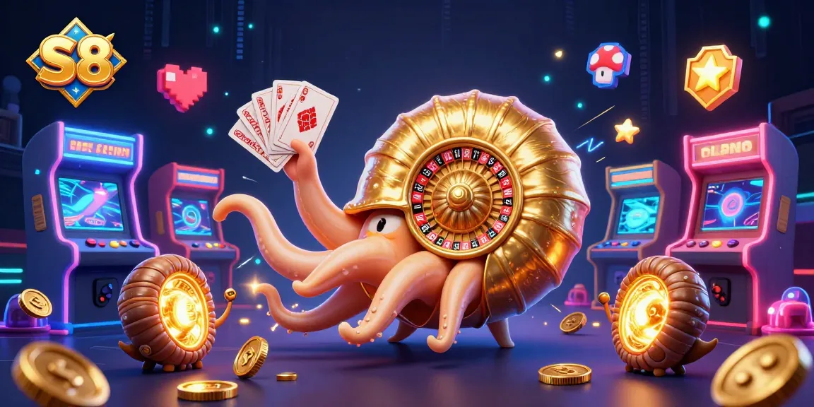 Experience thrilling gameplay at S8 with a vibrant arcade casino featuring a nautilus roulette wheel.