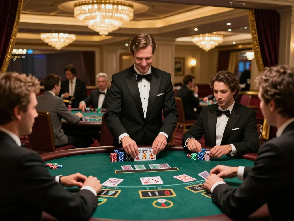 Mantap88 players winning at a blackjack table in a luxurious casino, vibrant gaming atmosphere