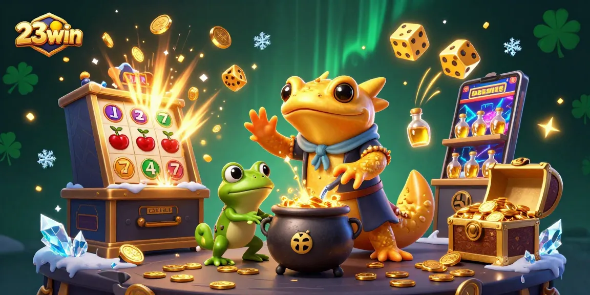 Experience thrilling gameplay at 23win with a golden jackpot explosion and fun casino elements.