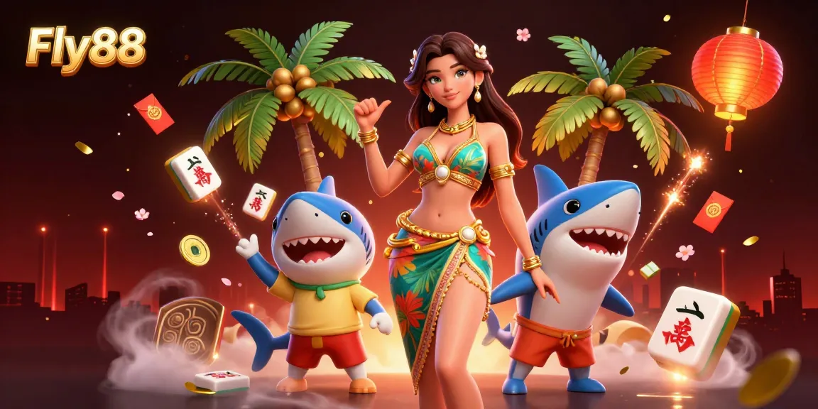 Experience Fly88's vibrant gaming atmosphere with a tropical theme and exciting gaming elements.