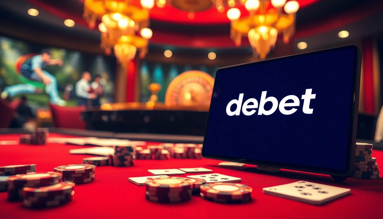 Experience the thrill of debet gaming at a vibrant casino table with cards and chips.