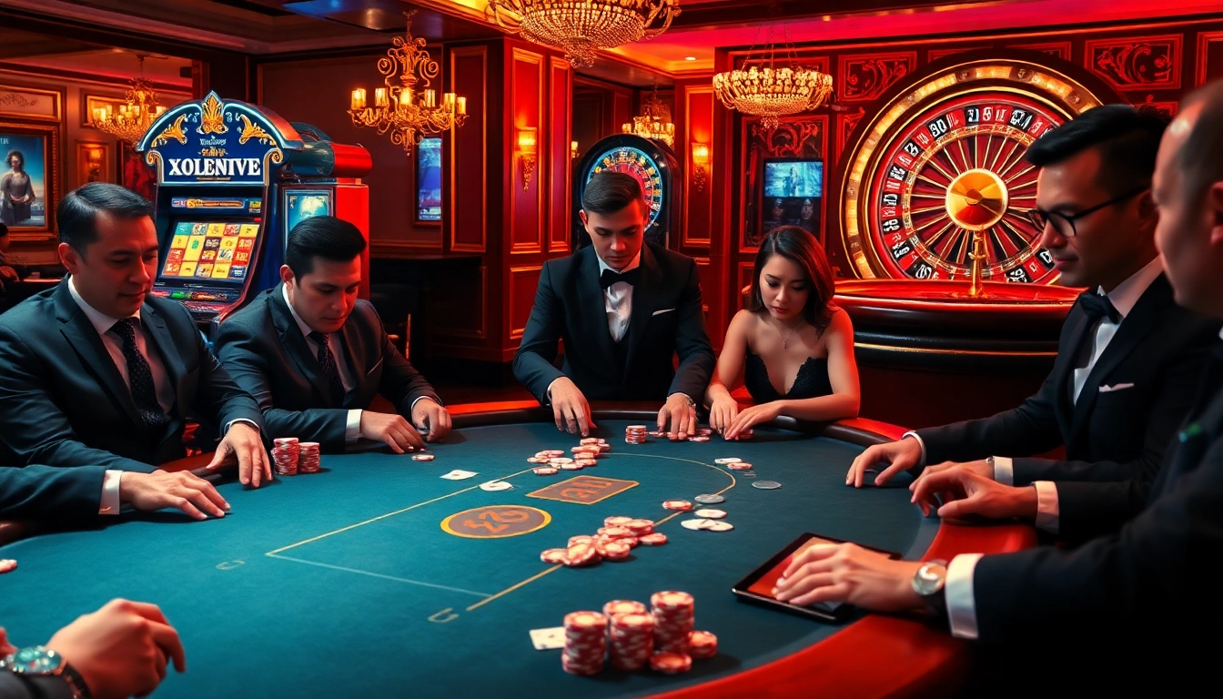 Players engaged in a high-stakes poker game at XX88, highlighted by luxurious chips and cards.