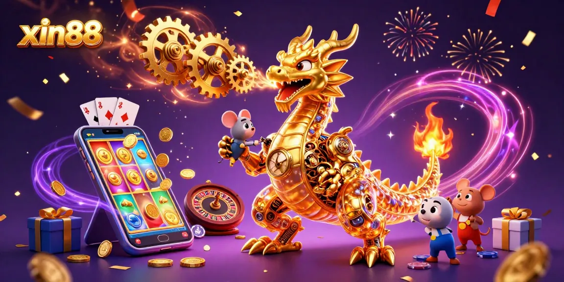 Experience thrilling gameplay with xin88, featuring a golden dragon and dynamic casino elements.