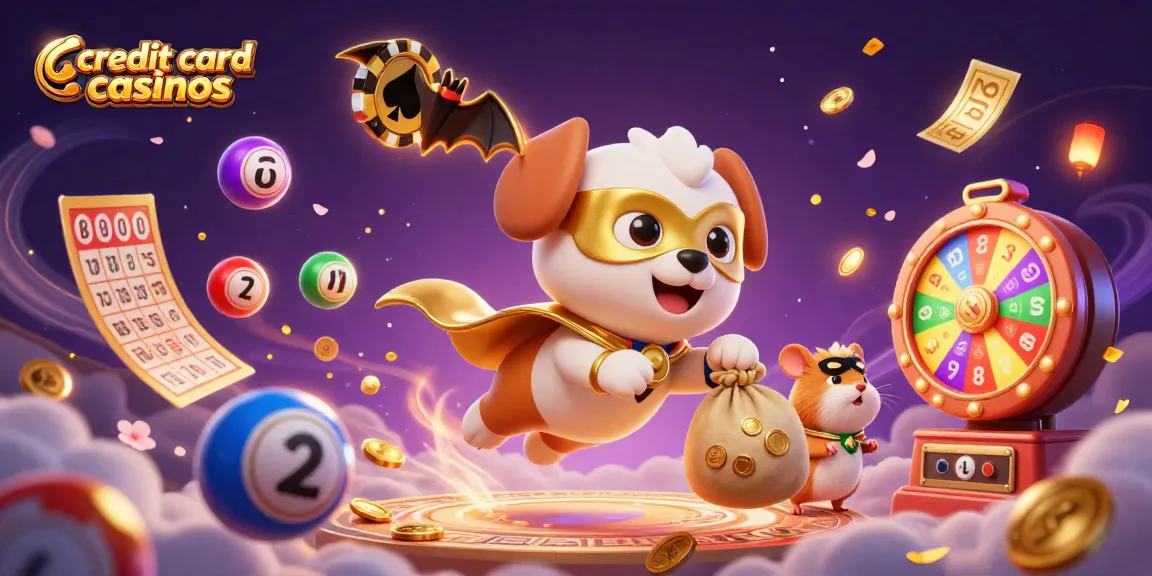 Engage with exciting credit card casinos in this action-packed 3D illustration featuring dynamic gaming elements.
