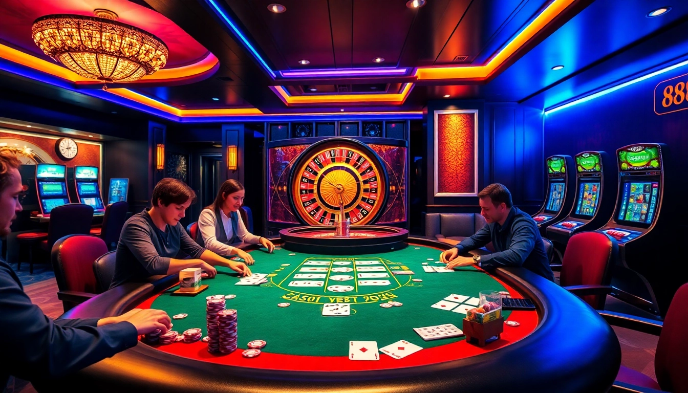 Exciting gameplay at 888b's stylish casino table with players engaged.