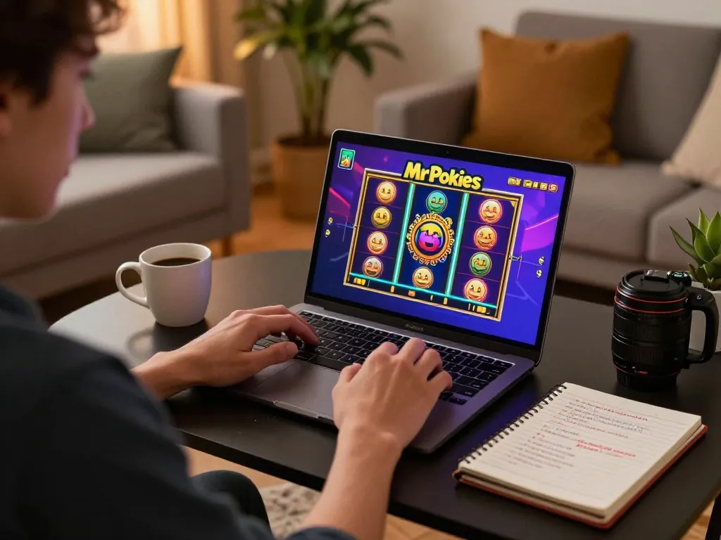 Engaging gameplay on MrPokies with vibrant visuals on screen while enjoying home comfort.