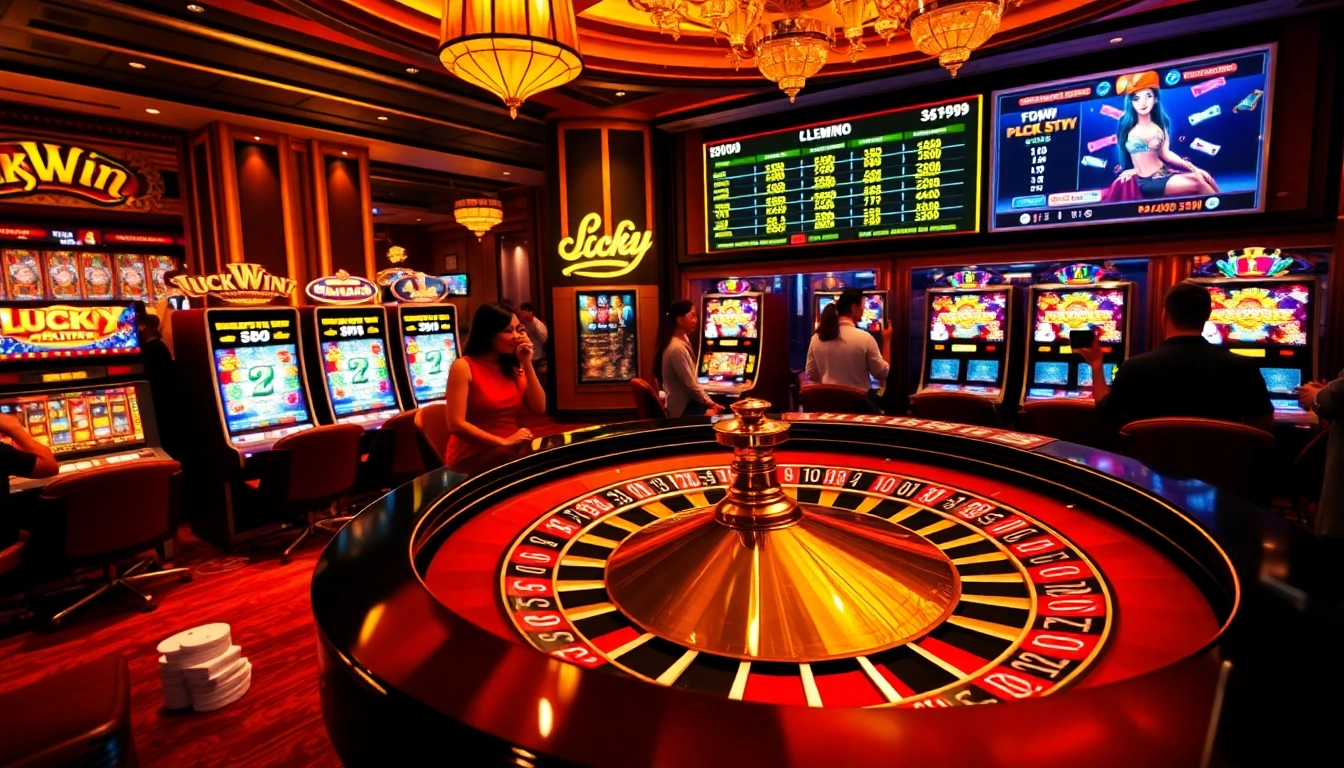 Experience thrilling gaming at LuckyWin with vibrant roulette and dynamic slot machines.