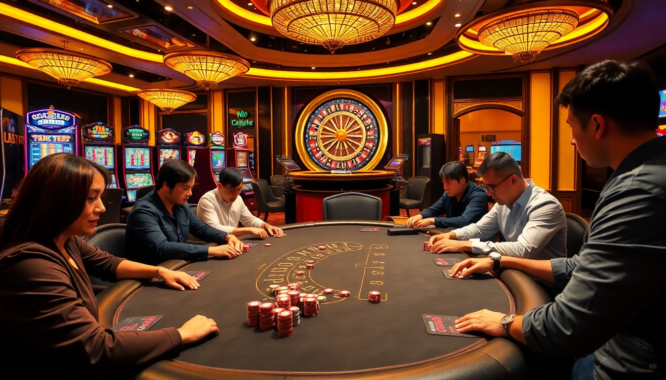 Experience thrilling gaming action at Ku88game with vibrant casino tables and poker chips.