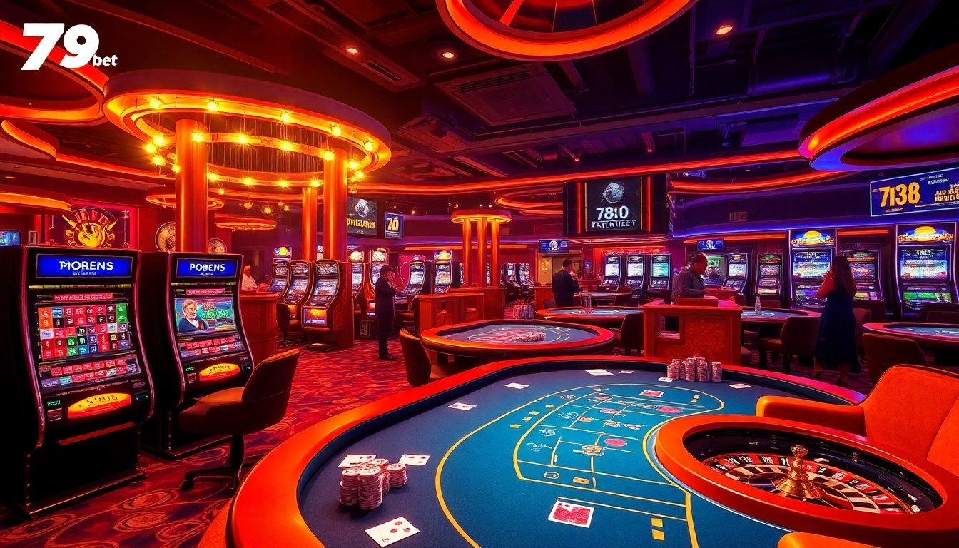 Experience excitement at 789bet with vibrant casino tables featuring cards and chips in a dynamic gaming setting.