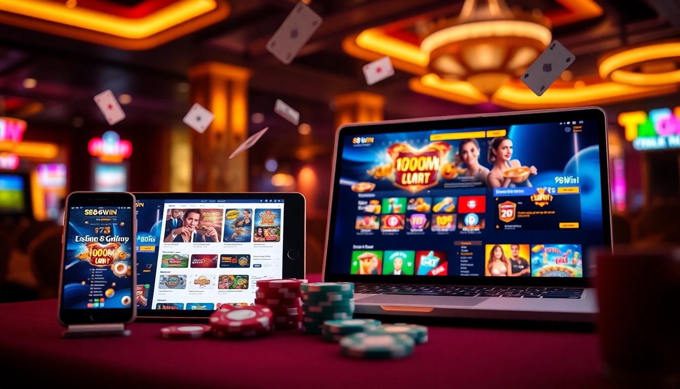 Experience the excitement of 98 win with modern gaming devices amidst a vibrant casino atmosphere.