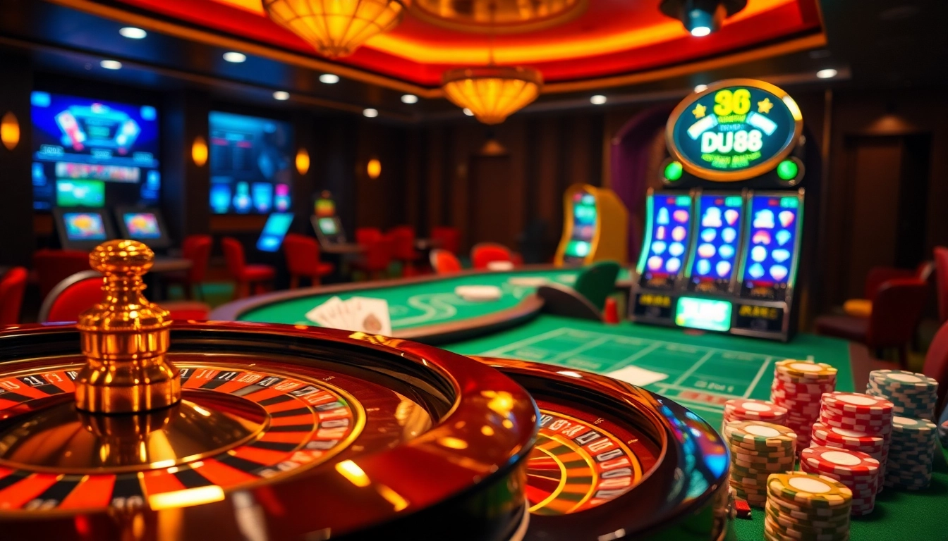 Experience thrilling gambling action at Du88 with vibrant casino tables and exciting slot machines.