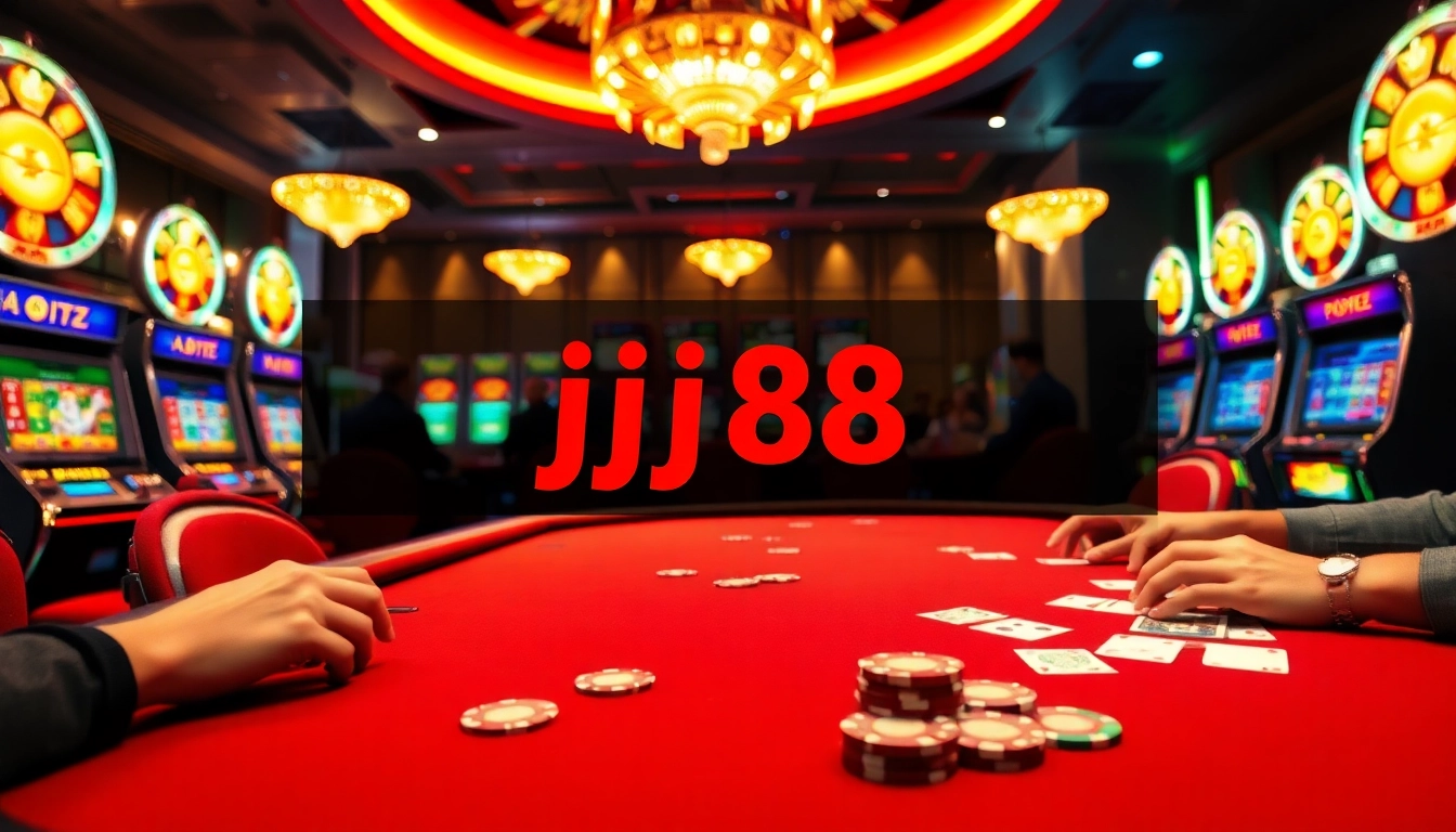 Experience the thrill of jj88 at an exciting poker table in a luxurious casino.