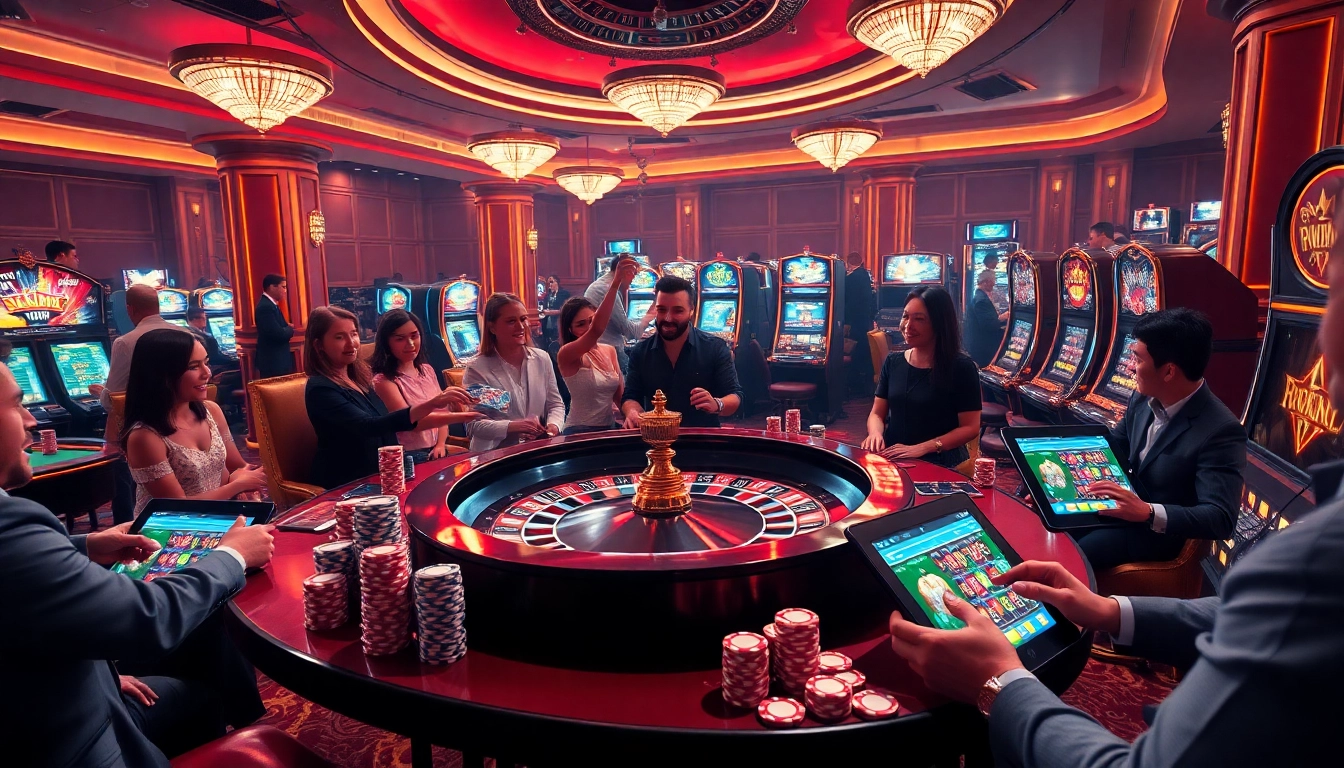 Engaged players enjoying a game at the 79 king casino table with vibrant colors.