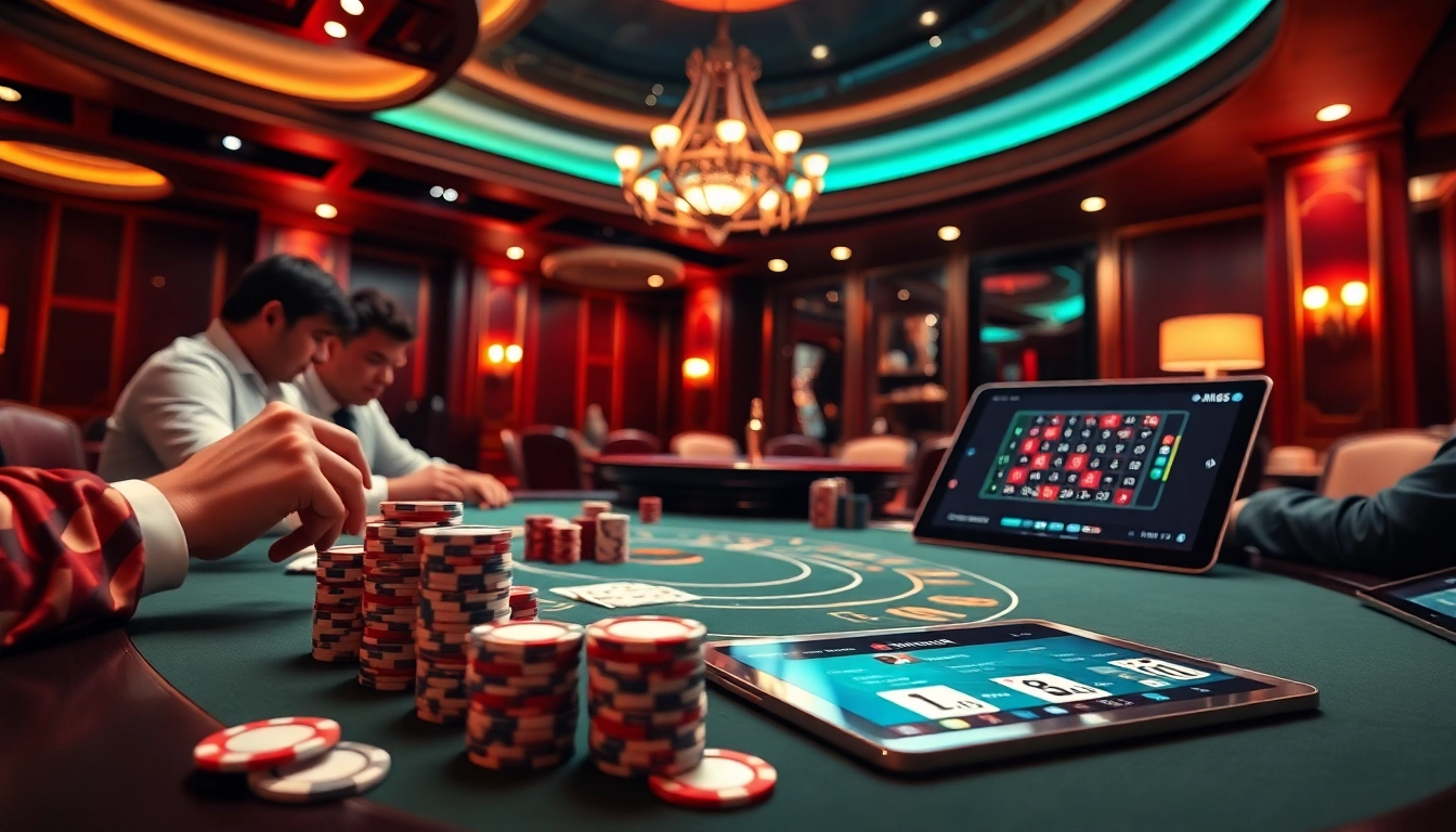 Experience thrilling poker strategies at the MV66 casino table with vibrant chips and cards.