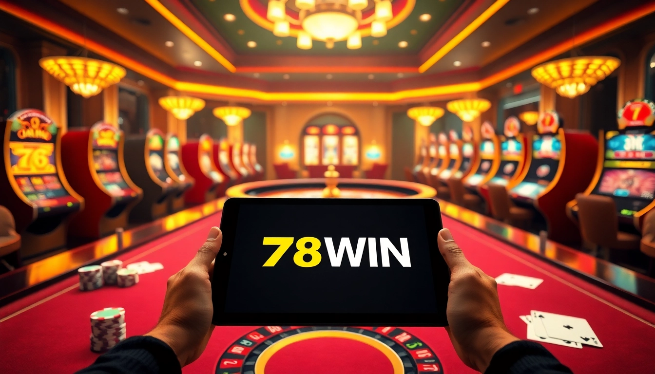 Experience the excitement of 78WIN at a luxurious casino table with roulette and classic games.