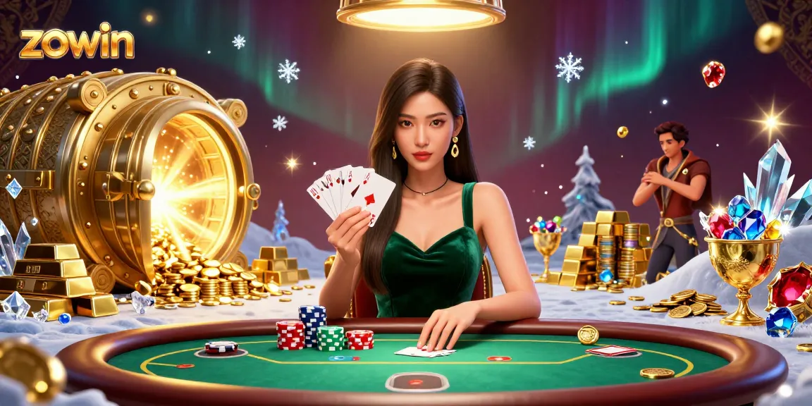 Experience thrilling gameplay with Zowin as a beautiful Asian woman masterfully plays poker
