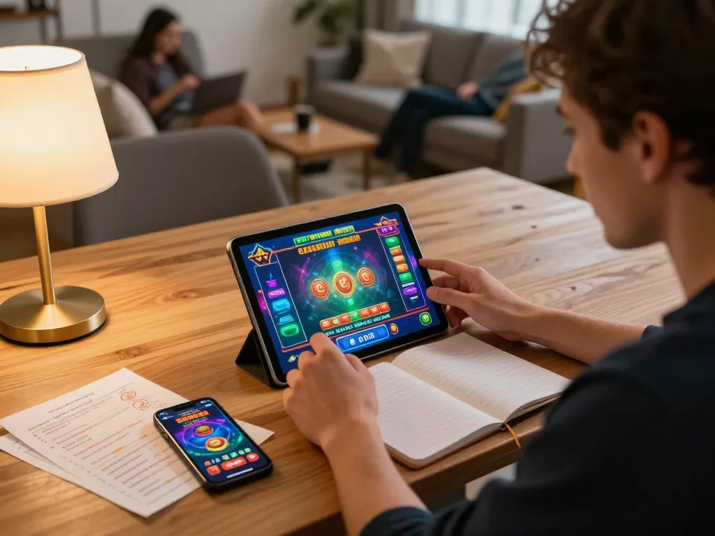 Engaging in tr88 online casino gaming with vibrant visuals and strategic planning.