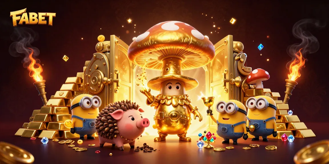 Experience FABET's enchanting world with magical characters, gold treasures, and dynamic casino elements.