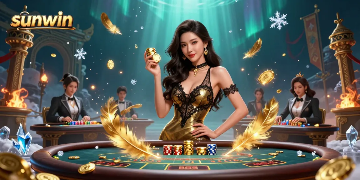 Experience high-stakes excitement at sunwin’s VIP baccarat table surrounded by glamorous players and rich decor.