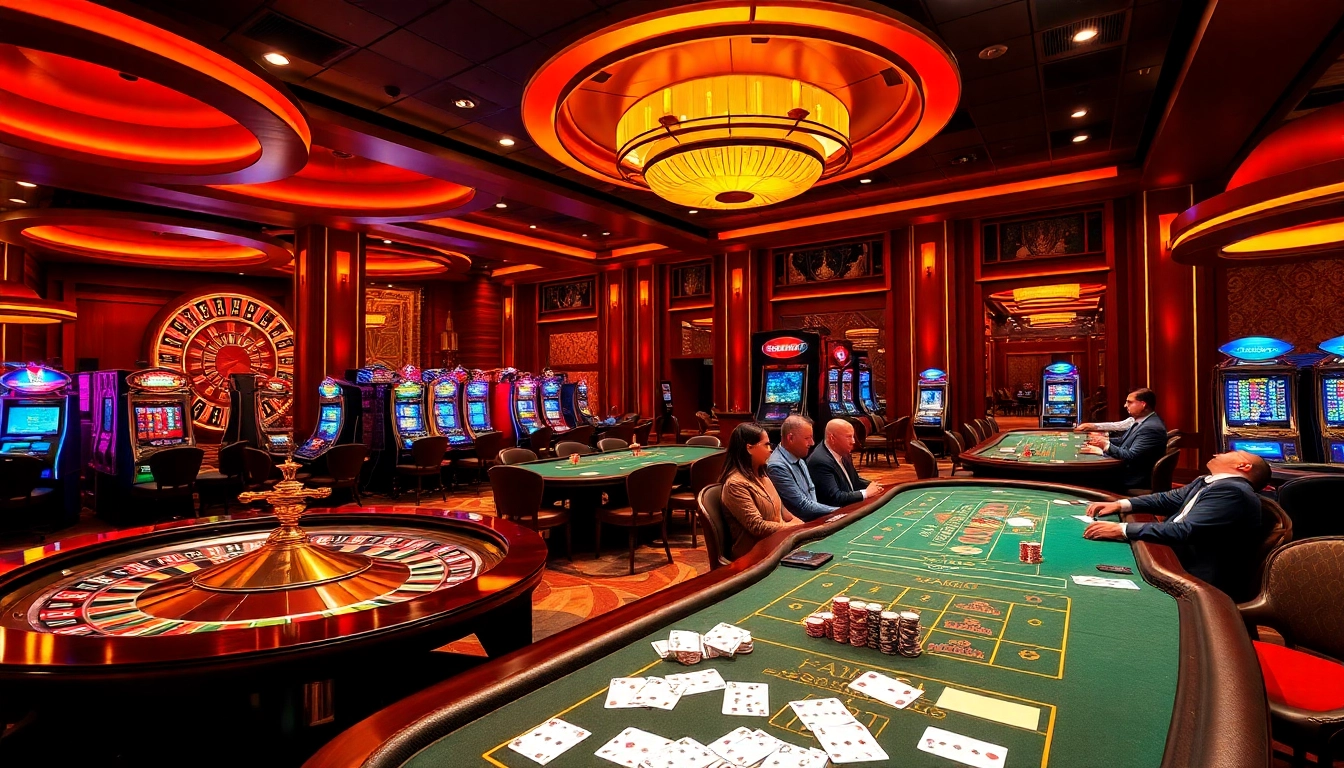 Experience thrilling gameplay at Thabet77 with vibrant casino tables and players.