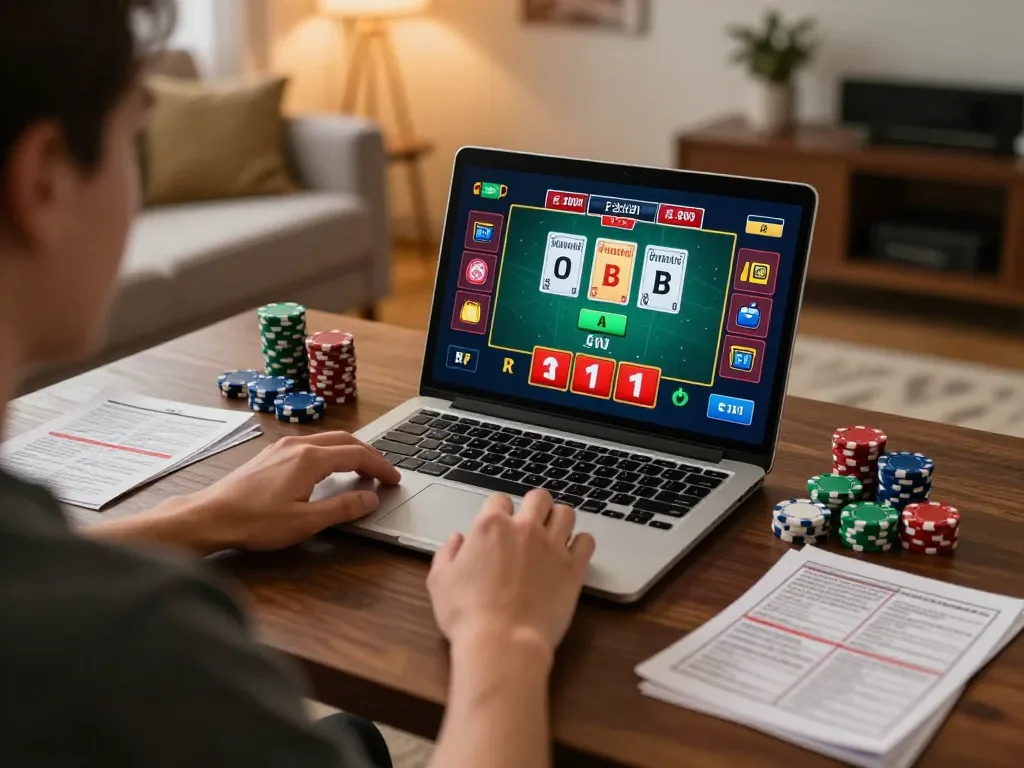 Engaging in live dealer game at XX88 on laptop with strategy notes at hand.