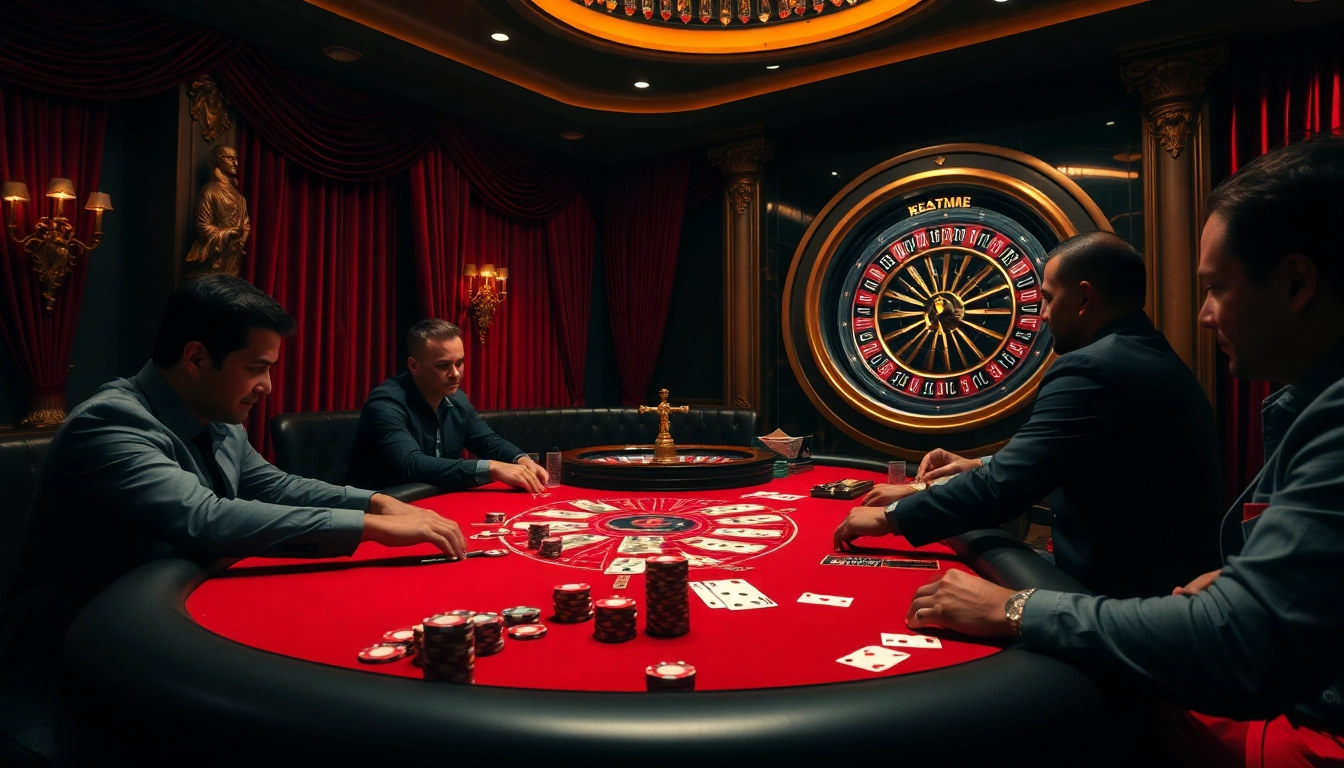 Players at a high-stakes poker table experience thrilling action at https://www.eejl33.com/ casino.