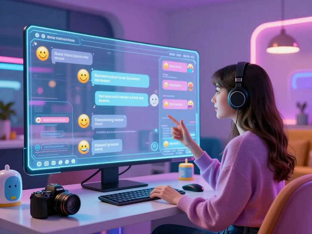 Engaging virtual companion in a sleek digital chat room for ai sex chat.