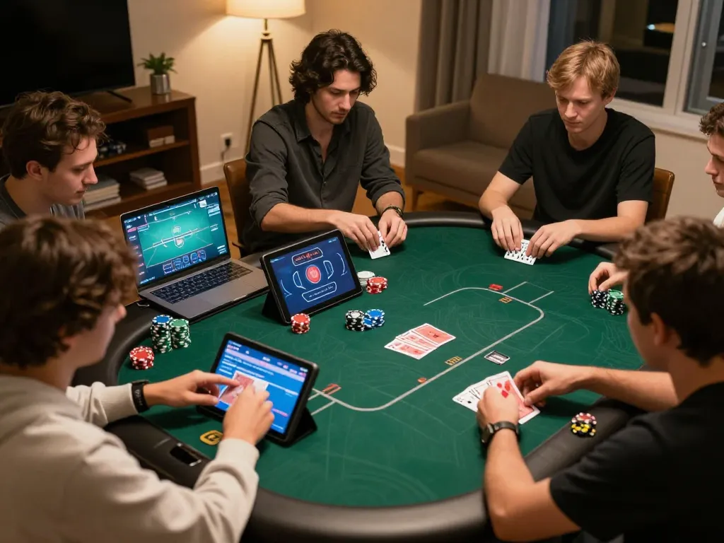 Engage in online poker gameplay through f8betz in a cozy home environment.