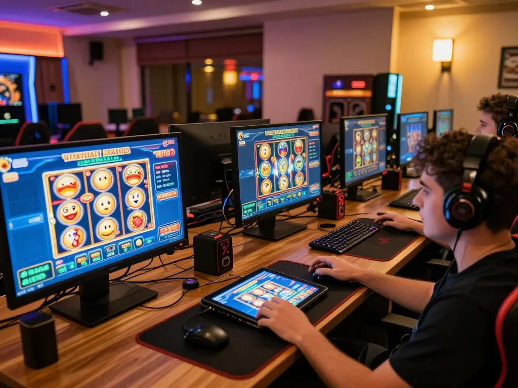 Engaging player at their online casino setup showcasing diverse 78wintl gaming interfaces