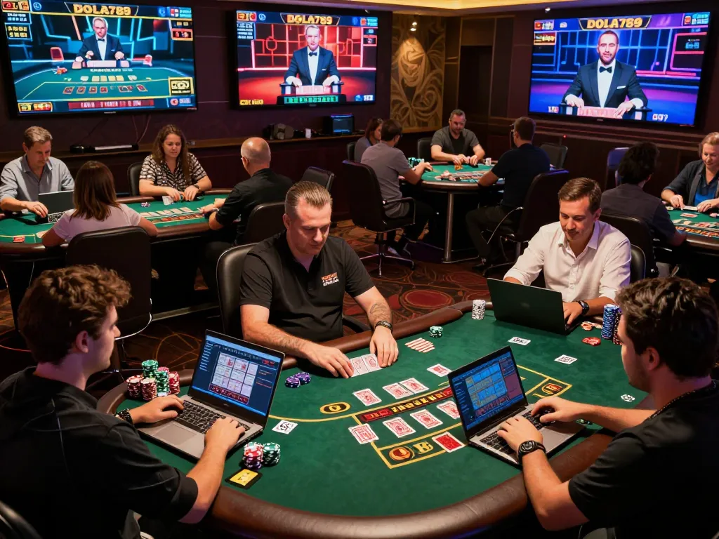 Players enjoying live dealer blackjack at DOLA789 online casino.