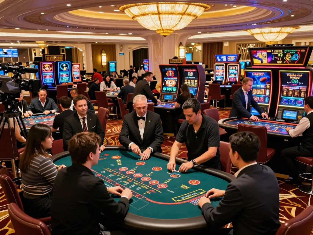 Players enjoying high-stakes games at fabet casino, showcasing dynamic gaming action and vibrant atmosphere.