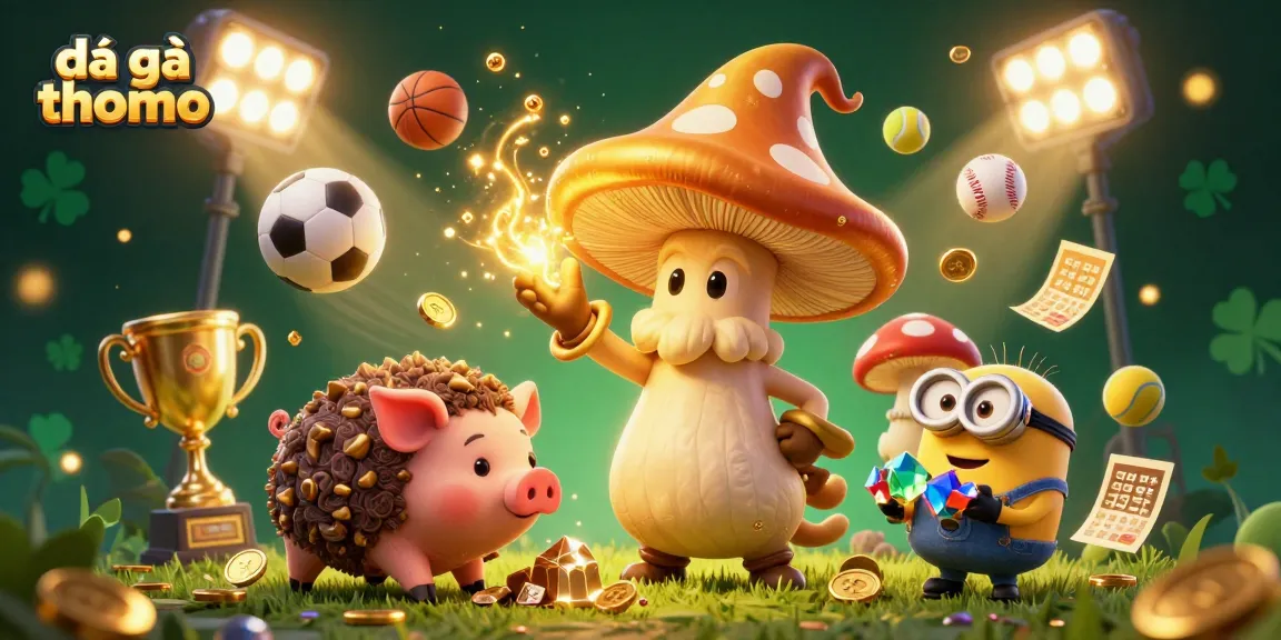 View an engaging illustration from đá gà thomo featuring a magical scene with a golden wizard and dynamic sports elements.