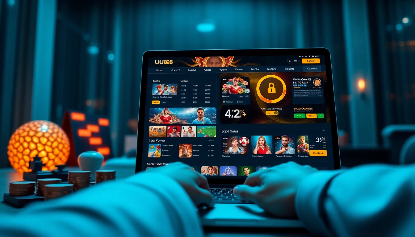 UU88's engaging online betting interface with casino games and sports options.