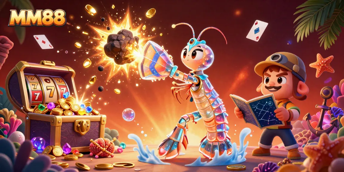 Experience the thrills of MM88 with a galactic samurai amidst a flurry of casino elements.