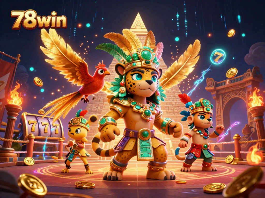 Experience thrilling gaming excitement with 78win in an ultra-detailed casino scene featuring vibrant characters and dynamic elements.