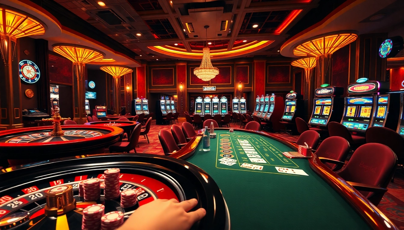 Savor the excitement at https://www.sclub88.bet/ with players engaged in high-stakes poker amid luxury gaming decor.