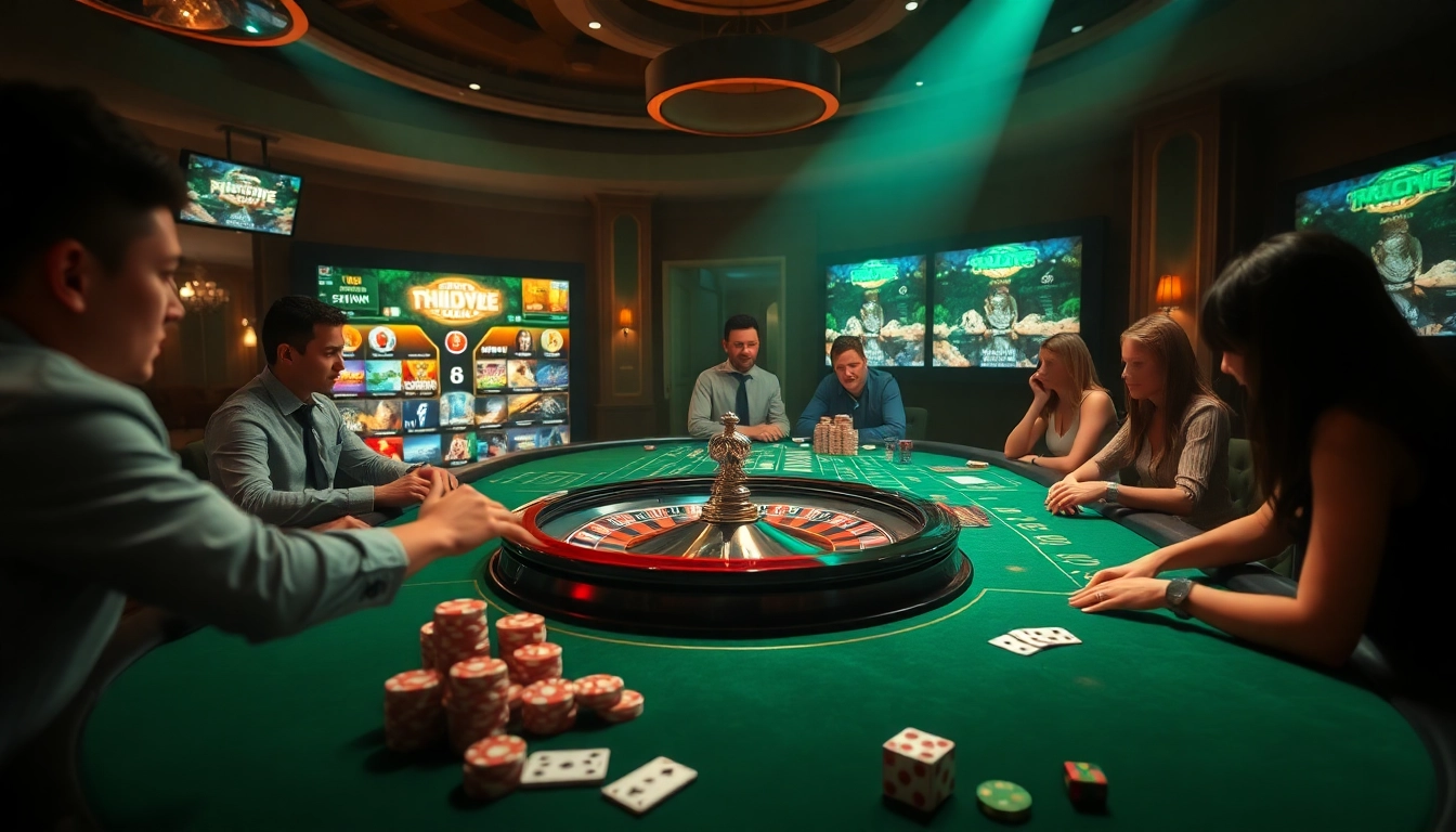 Experience the thrill of winning at KJC gaming with vibrant casino tables and players in action.