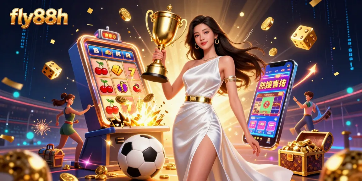 Witness fly88h's vibrant casino atmosphere, showcasing excitement and triumph through gaming elements.