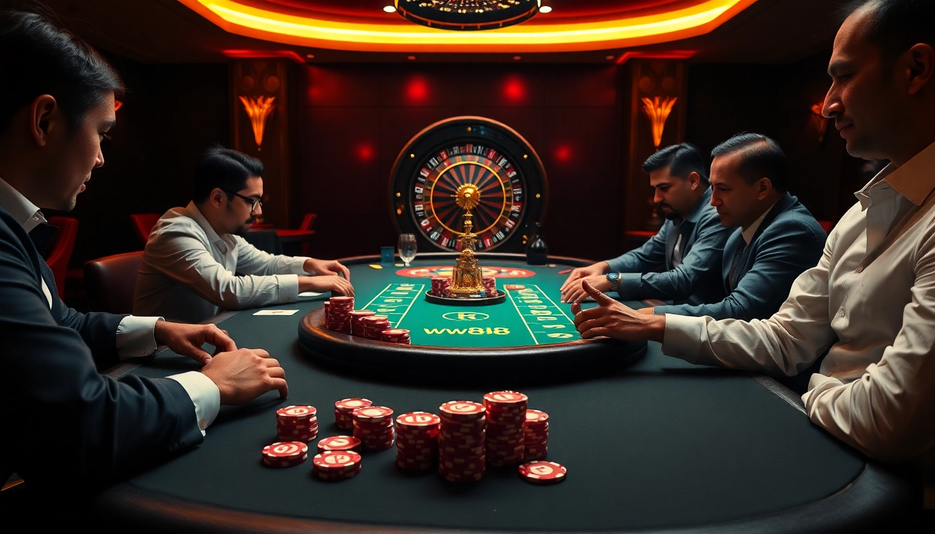 Experience the thrill of ww88 gaming at an elegant poker table surrounded by excitement.