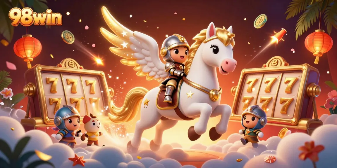 Experience the thrilling world of 98win with an exciting casino illustration showcasing slots and lucky elements.