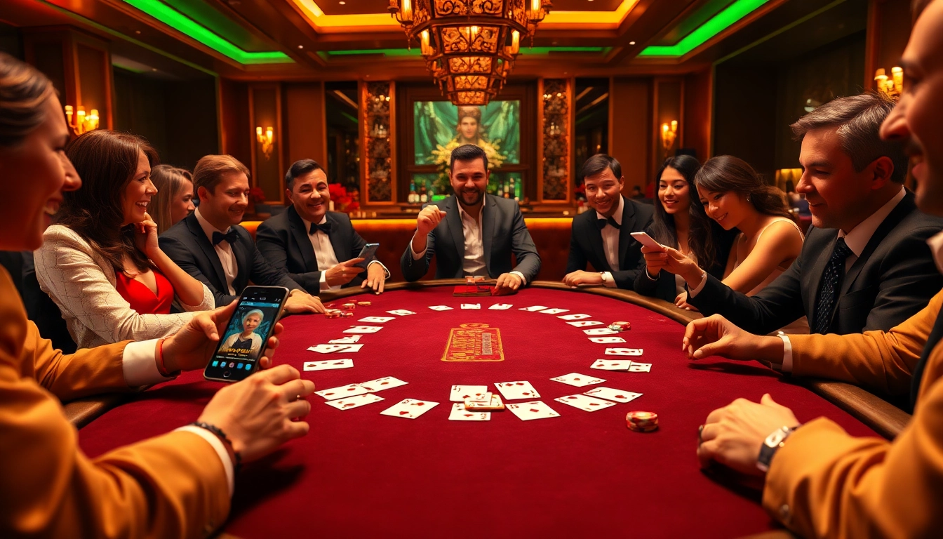 Players enjoying a luxury blackjack experience while using the BDTK1 app on their smartphones.