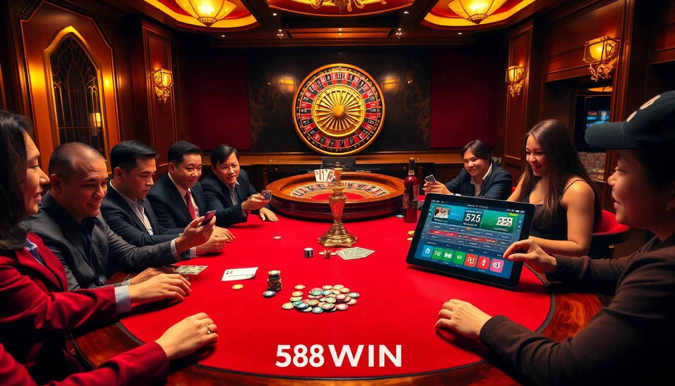 Exciting scene at a casino table showcasing the thrill of gambling with 58WIN poker events.